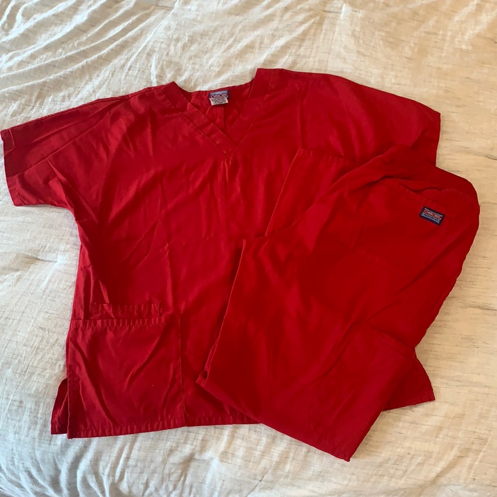 Red Cherokee work wear scrub set
